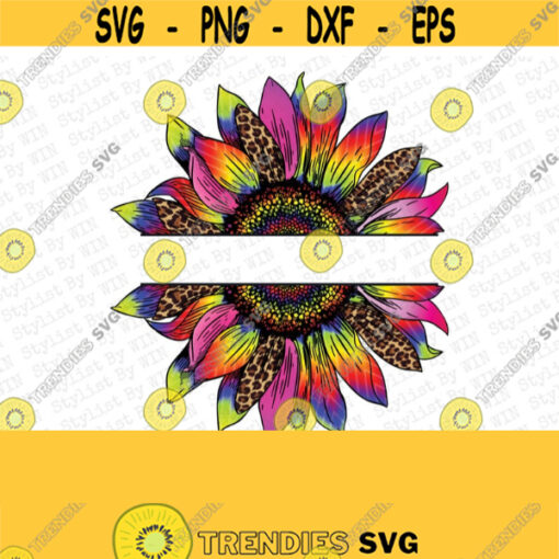 Split tie dye Leopard Sunflower PNG Sunflower half Sunflower Sublimation Design Leopard Print Design sublimate designs download PNG Design 361