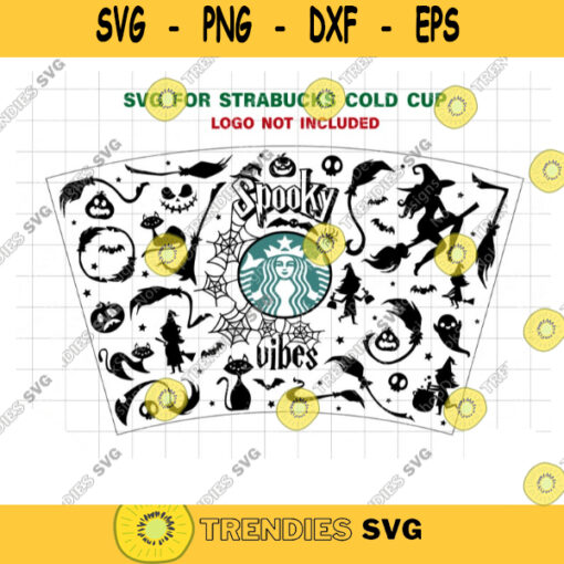 Spooky Vibes Starbucks Cup svg Halloween full wrap for Starbucks Venti Cold Cup svg Files for Cricut Witch vibes svg. 405