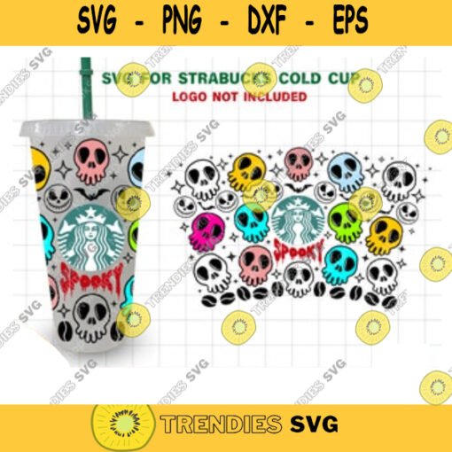 Spooky svg full wrap Starbucks cold cup svg Skellington Skulls for Starbucks Venti Cold Cup svg Files for Cricut cut machine. 512