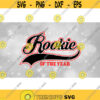 Sports Clipart Baseball Style Swoosh Word Rookie w of the Year in Block Type Black White and Red Layers Digital Download SVGPNG Design 935