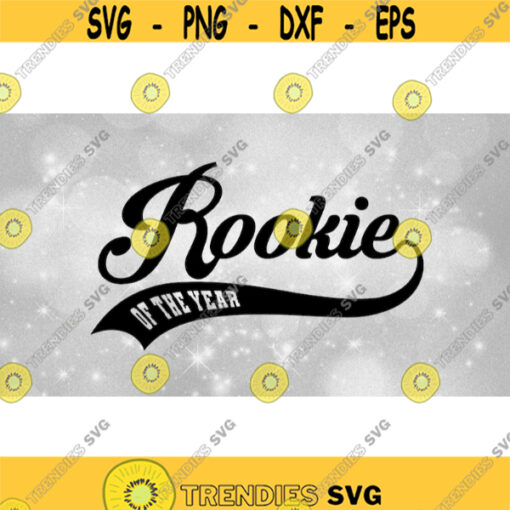 Sports Clipart Baseball Style Swoosh Word Rookie with of the Year Cutour in Block Type for 1st Birthday Digital Download SVG PNG Design 454