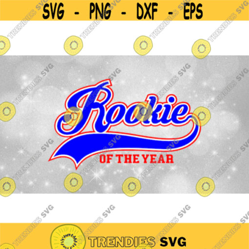 Sports Clipart Baseball Style Swoosh Word Rookie with of the Year in Block Type Blue White and Red Layers Digital Download SVGPNG Design 866