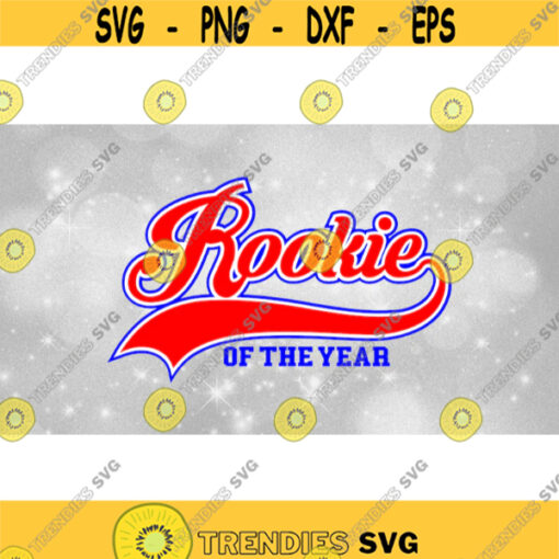 Sports Clipart Baseball Style Swoosh Word Rookie with of the Year in Block Type Red White and Blue Layers Digital Download SVGPNG Design 689