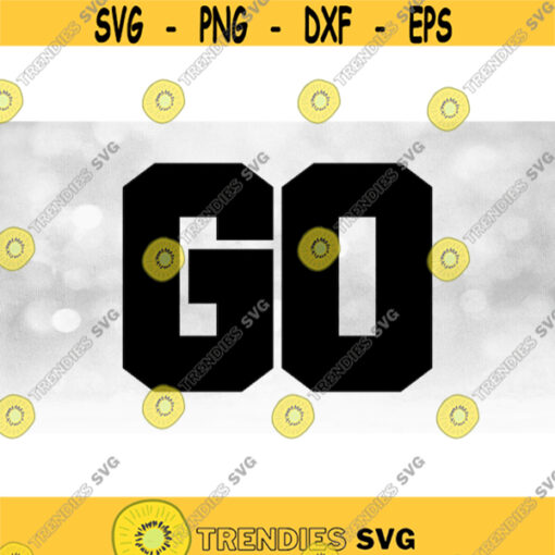 Sports Clipart Black Bold Block Collegiate Letters Spelling the Word GO Add Team Name and Colors Yourself Digital Download SVG PNG Design 1581