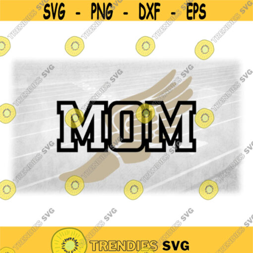 Sports Clipart Black Bold Block Word Mom Overlay on Gold Track Field Winged Shoe HermesMercury Symbol Digital Download SVG PNG Design 1502