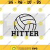 Sports Clipart Black Bold Half Volleyball Silhouette Outline with Word Hitter in College Type Style Spiker Digital Download SVG PNG Design 470