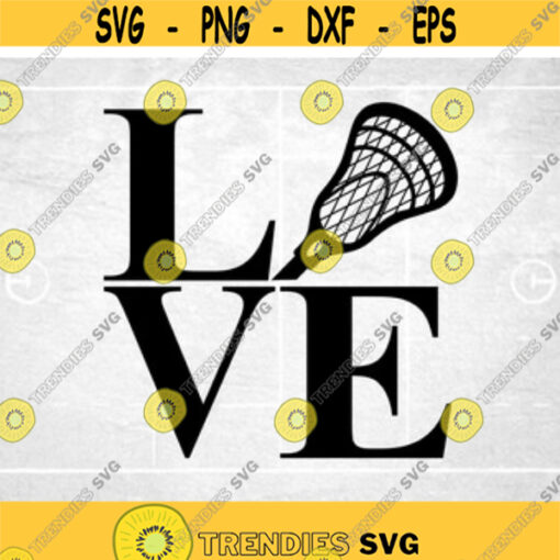 Sports Clipart Black Bold NY Style Letters for Word L O V E with Lacrosse Stick Net Shape Instead of O Digital Download SVG PNG Design 357