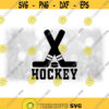 Sports Clipart Black Collegiate Word Hockey with Crossed Sticks Puck for Players Teams Coaches Parents Digital Download SVG PNG Design 1430