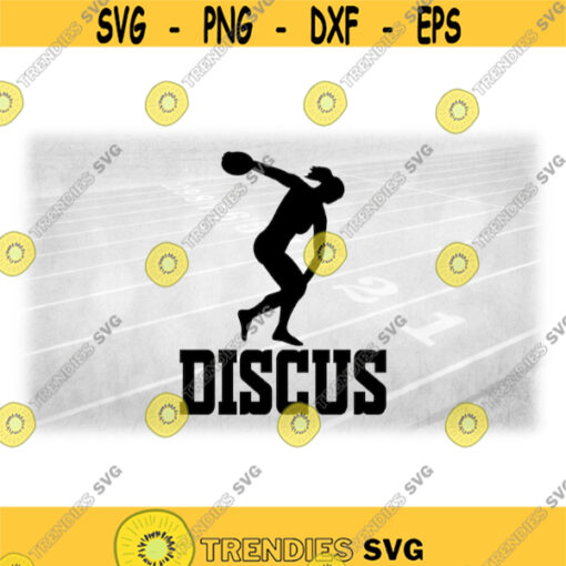 Sports Clipart Black FemaleWomanGirl Thrower Silhouette w Discus Throw in Block Letters Track and Field Digital Download SVG PNG Design 1370