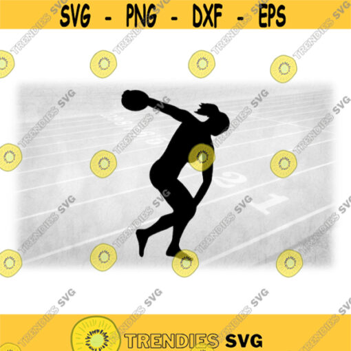 Sports Clipart Black FemaleWomanGirl Thrower Silhouette with Discus Throw for Track and Field Throwing Event Digital Download SVG PNG Design 1369