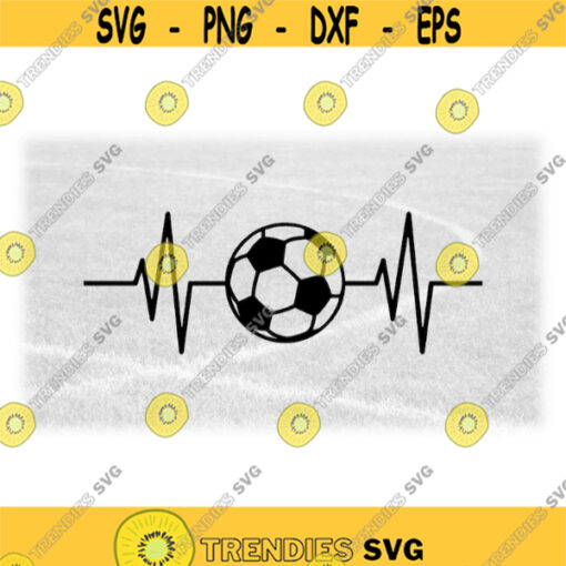 Sports Clipart Black Heartbeat or Heart Rate or EKG Monitor Reading with Soccer Ball Change the Color Yourself Digital Download SVGPNG Design 771