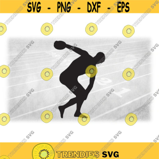 Sports Clipart Black MaleManBoy Thrower Silhouette with Discus Throw for Track and Field Throwing Event Digital Download SVG PNG Design 1368