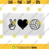 Sports Clipart Black Peace Love Volleyball Symbols Hand Heart Ball Change Color with Your Own Software Digital Download SVG PNG Design 416