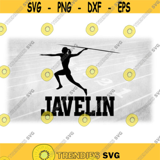 Sports Clipart Black Silhouette of Female Woman Girl Thrower w Javelin in Block Letters for Track Field Digital Download SVGPNG Design 1290