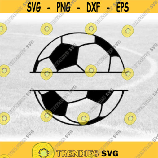 Sports Clipart Black Split Soccer Ball with Name Frame Bold Easy Weed for Players Teams Coaches Parents Digital Download SVG PNG Design 264