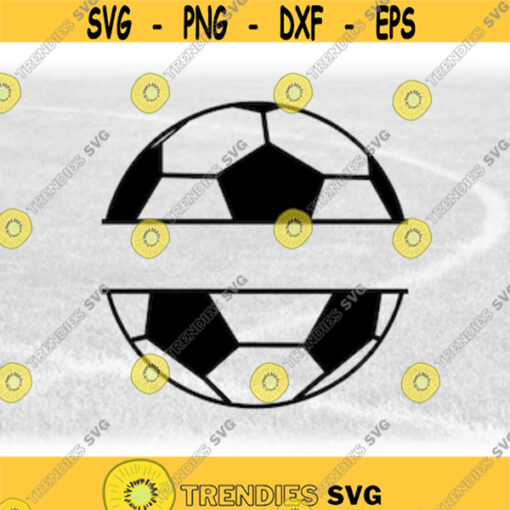 Sports Clipart Black Split Soccer Ball with Name Frame Bold Easy Weed for Players Teams Coaches Parents Digital Download SVG PNG Design 349