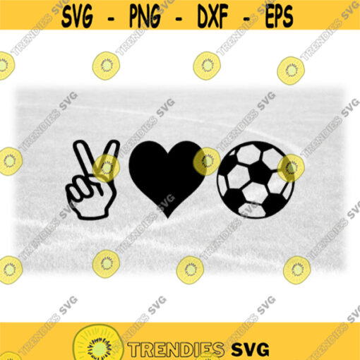 Sports Clipart Black Symbols for Peace Love Soccer w Hand Sign Heart Soccer Ball Change Color Yourself Digital Download SVGPNG Design 1410