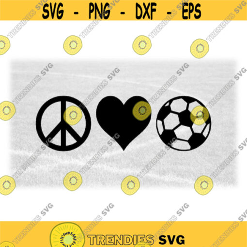 Sports Clipart Black Symbols for Peace Love Soccer w Peace Sign Heart Soccer Ball Change Color Yourself Digital Download SVGPNG Design 1411