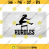 Sports Clipart Black Track Field Word Hurdles with Female Girl Woman Hurdler Silhouette Hurdling Event Digital Download SVG PNG Design 1593