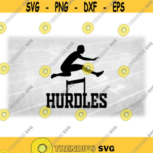 Sports Clipart Black Track Field Word Hurdles with Male Boy Man Hurdler Runner Silhouette Hurdling Event Digital Download SVGPNG Design 1594
