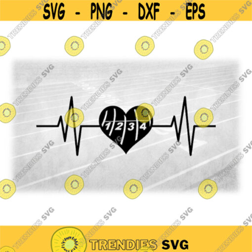 Sports Clipart Black Track and Field Heart Shaped 4 Lane Track Inside Heart Rate Monitor EKG Pulse Lifeline Digital Download SVG PNG Design 1474