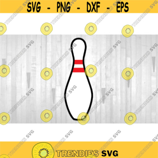 Sports Clipart Black White Red Striped Bowling Pin in Black Bold Outline Bowlers Alleys Lanes Leagues Digital Download SVG PNG Design 669