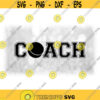 Sports Clipart Black Word Coach in Collegiate Block Type with Bold Hockey Puck as Letter O for Coaches Digital Download SVG PNG Design 1432