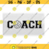 Sports Clipart Black Word Coach in Collegiate Block Type with Bold Volleyball as Letter O for Coaches Digital Download SVG PNG Design 726