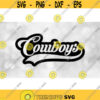 Sports Clipart Black Word Cowboys Cutout Team Name in Baseball Type Lettering with Swoosh Underline Digital Download SVG PNG Design 1353