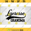 Sports Clipart Black Word Lacrosse with Baseball Style Swoosh Underline and Grandma in College Type Style Digital Download SVG PNG Design 1048