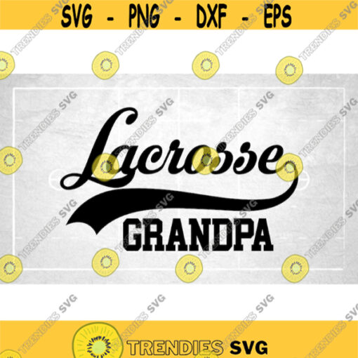 Sports Clipart Black Word Lacrosse with Baseball Style Swoosh Underline and Grandpa in College Type Style Digital Download SVG PNG Design 1033
