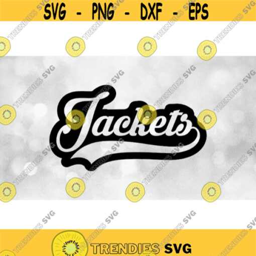 Sports Clipart Black Word with Cutout Jackets Fancy Team Name in Baseball Style Type with Swoosh Underline Digital Download SVG PNG Design 1360