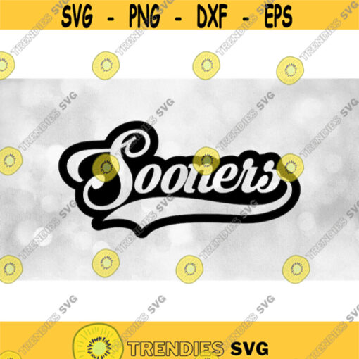 Sports Clipart Black Word with Cutout Sooners Team Name in Baseball Type Lettering with Swoosh Underline Digital Download SVG PNG Design 1351