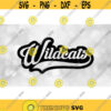 Sports Clipart Black Word with Cutout Wildcats Team Name in Fancy Type with Baseball Style Swoosh Underline Digital Download SVG PNG Design 1356