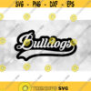 Sports Clipart Black Word with Cutout of Bulldogs Fancy Team Name with Baseball Style Swoosh Underline Digital Download SVG PNG Design 1362