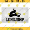 Sports Clipart Black Words Track and Field with Long Jump Event Silhouette w Female Jumper Jumping Toward Pit Digital Download SVGPNG Design 1435