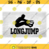 Sports Clipart Black Words Track and Field with Long Jump Event Silhouette with Male Jumper Jumping Toward Pit Digital Download SVGPNG Design 1434