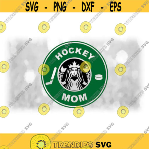 Sports Clipart BlackGreen Hockey Mom Circle with Hockey Stick and Puck Logo Spoof Inspired by Coffee Shop Digital Download SVG PNG Design 1076
