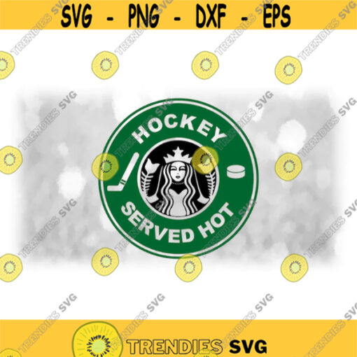 Sports Clipart BlackGreen Hockey Served Hot Circle with Stick and Puck Logo Spoof Inspired by Coffee Shop Digital Download SVG PNG Design 1077