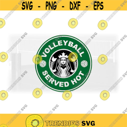 Sports Clipart BlackGreen Volleyball Served Hot with Volleyballs Logo Spoof Inspired by Coffee Shop Digital Download SVG PNG Design 789