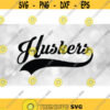 Sports Clipart Bold Black Huskers Team Name in Baseball Type Fancy Script Lettering with Swoosh Underline Digital Download SVG PNG Design 1522