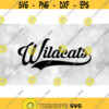 Sports Clipart Bold Black Wildcats Team Name in Fancy Type Lettering with Baseball Style Swoosh Underline Digital Download SVG PNG Design 1358