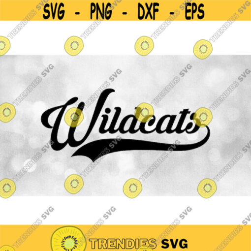 Sports Clipart Bold Black Wildcats Team Name in Fancy Type Lettering with Baseball Style Swoosh Underline Digital Download SVG PNG Design 1358