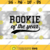 Sports Clipart Bold Black Word Rookie in Block Type with of the Year with Baseball Style Swoosh Underline Digital Download SVG PNG Design 418