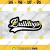 Sports Clipart Bulldogs Team Name in Baseball Type Lettering with Swoosh Underline White on Black Layers Digital Download SVG PNG Design 1359