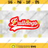 Sports Clipart Bulldogs Team Name in Baseball Type Lettering with Swoosh Underline White on Red Layers Digital Download SVG PNG Design 1363