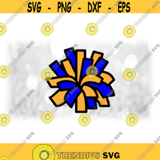 Sports Clipart Cheerleader Cheer Pom Pom Blue and Gold with Thick Black Outline for Cheerleading or Poms Digital Download SVG PNG Design 1730