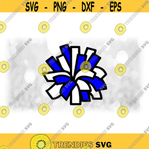 Sports Clipart Cheerleader Cheer Pom Pom Blue and White with Thick Black Outline for Cheerleading or Poms Digital Download SVG PNG Design 1729