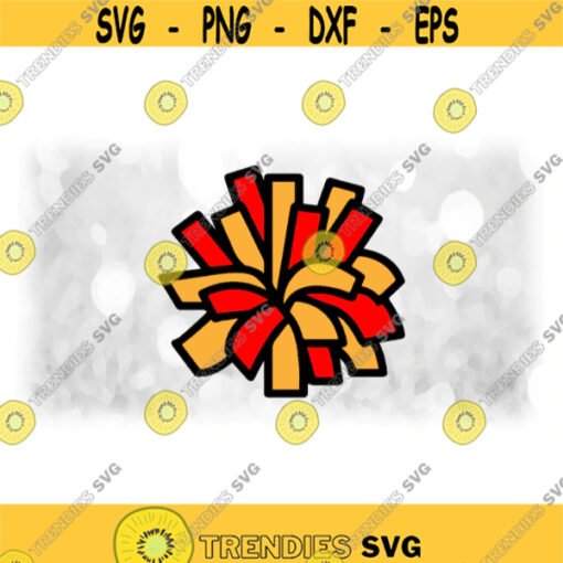 Sports Clipart Cheerleader Cheer Pom Pom Red and Gold with Thick Black Outline for Cheerleading or Poms Digital Download SVG PNG Design 1731