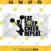 Sports Clipart Cheerleader Words Eat Sleep Cheer Repeat with Cheerleader for Cheering Cheerleading Poms Digital Download SVG PNG Design 1733